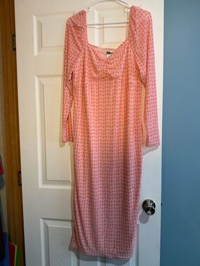 Target Pink Dot Long Sleeve Midi Dress